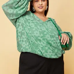 max Plus Size Floral Print Blouson Top-13