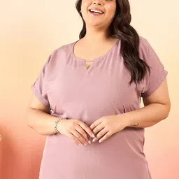 Sztori Plus Size Keyhole Neck Extended Sleeves Top-picture-6