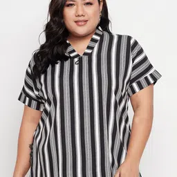 NABIA Plus Size Striped Extended Sleeves Top-picture-7
