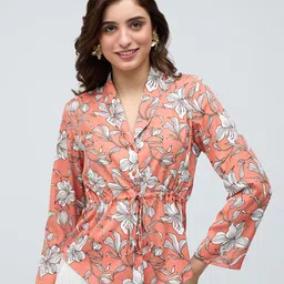 20Dresses Rust Floral Print Shirt Style Top-picture-49