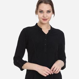 IDENTITI Black Solid Shirt Style Top-image-22