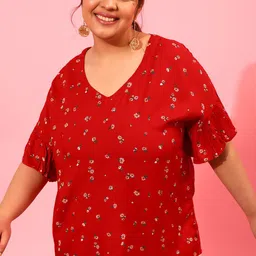 CURVY STREET Floral Printed Bell Sleeves Top-picture-36