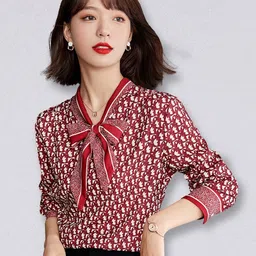 JC Collection Red Print Shirt Style Top-image-62