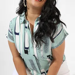 Instafab Plus Abstract Printed Extended Sleeves Shirt Style Top-picture-16