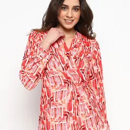 Satrisha -Women PrintedCuffed Sleeves Longline Wrap Top-image-80