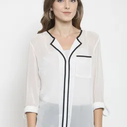 Purple State Georgette Shirt Style Top-image-71
