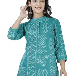 SIDDHANAM Bandhani Printed Mandarin Collar Cotton Top-picture-25