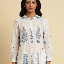 W Ethnic Motifs Printed Pure Cotton Shirt Style Top-picture-13