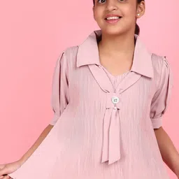 V-Mart Girls Puff Sleeves Cotton Shirt Style Top-picture-26