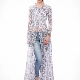 BAESD Floral Print Georgette Maxi Longline Top-picture-3