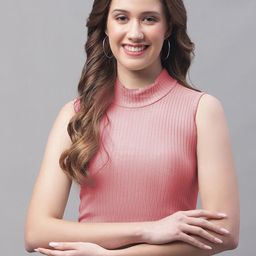Friskers Self Design High Neck Fitted Crop Top-picture-35
