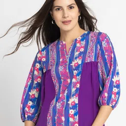SHAYE Print Mandarin Collar Crepe Top-picture-16