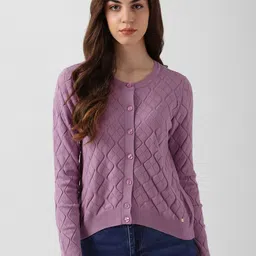 Van Heusen Woman Self Design Round Neck Cardigan-image-18