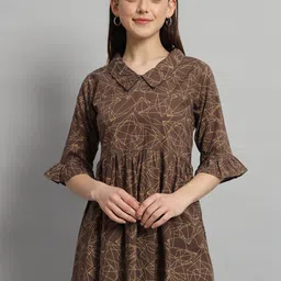 HANDICRAFT PALACE Printed Bell Sleeve Cotton Longline Top-image-87