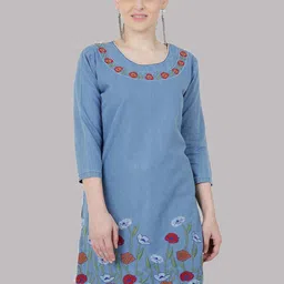 SAAKAA Floral Embellished Cotton Longline Top-picture-33
