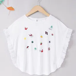 Ed-a-Mamma Girls Conversational Printed Round Neck Cape T-shirt-image-87