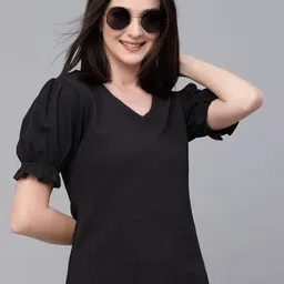 Style Quotient V-Neck Puff Sleeves Regular Top-image-65