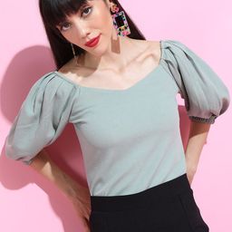 Tokyo Talkies Green Crepe Top-image-84