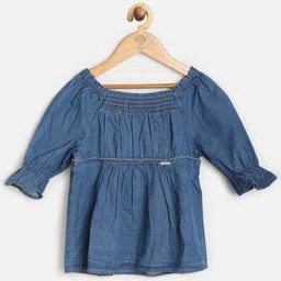 One Friday Blue Indigo Empire Pure Cotton Denim Top-image-3