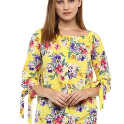 Mayra Floral Printed Square Neck Crepe Top-picture-39