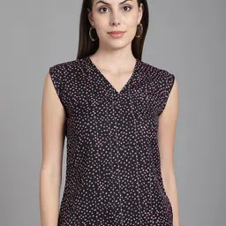 Dressitude Geometric Printed V-Neck Sleeveless Top-image-88