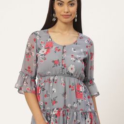 Slenor Floral Print Crepe Top-39