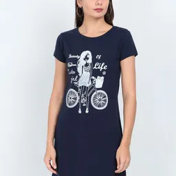 Fleximaa Navy Blue Printed Longline Top-image-45