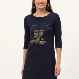 Fleximaa Navy Blue Print Longline Top-picture-28