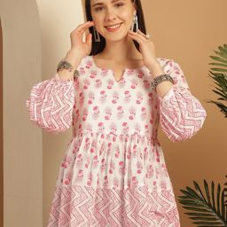 Roly Poly Floral Print Off-Shoulder Puff Sleeve Cotton Empire Top-image-98