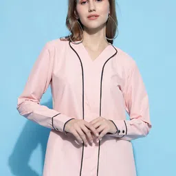 FITHUB V-Neck Cuffed Sleeves Cotton Top-image-70