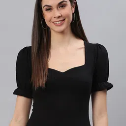 BAESD Sweetheart Neck Puff Sleeves Fitted Top-image-52