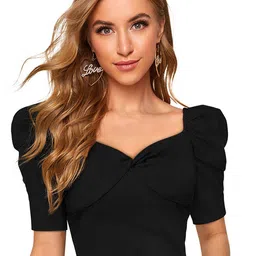 Sanwariya Silk Sweetheart Neck Puff Sleeve Top-picture-53
