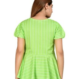 YASH GALLERY Green & White Geometric Print A-Line Top image 4