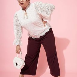 Athena Ample Plus Size Self Designed Tie-Ups Bell Sleeves Top image 5