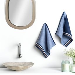 DDecor Blue & Navy Blue 500 GSM Cotton Reversible Face Towel-51