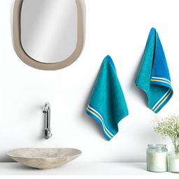 DDecor Blue & Teal Green 500 GSM Cotton Reversible Face Towel-41