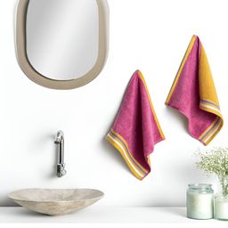 DDecor Pink & Mustard 500 GSM Cotton Reversible Face Towel-12