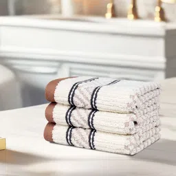 MYTRIDENT ZEN Beige & Brown 3 Pieces Printed Pure Cotton 600 GSM Face Towels-picture-52