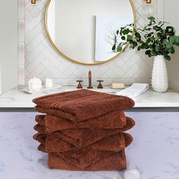 RANGOLI Set of 6 Brown Solid Pure Cotton Face Towels-11