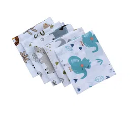 Trance Home Linen Kids White & Grey 5 Pieces Printed Pure Cotton Napkins-33