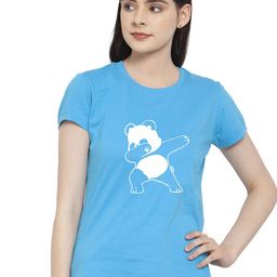 Friskers Women Turquoise Blue & sand dollar Printed Applique T-shirt-image-74