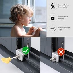 Kripara Sales Window Locks Sliding Window Locks Window Stoppers for Vertical & Horizontal Slide Door Adjustable Security Locks for Patio Bedroom Home and Office (2PC Lock) image 4