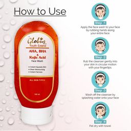 Globus Remedies Set of 3 Youth Extend AHA, BHA & Kojic Acid Face Wash - 100 ml Each image 4