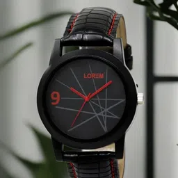 LOREM Men Black Analogue Watch-image-84