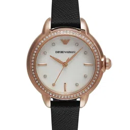 Emporio Armani Women Embellished Dial Leather Straps Analogue Watch AR11598-25