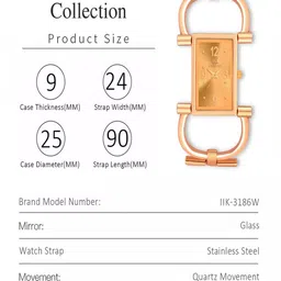 IIK COLLECTION Girls Rectangle Dial & Bracelet Style Chain Analogue Display Watch image 3