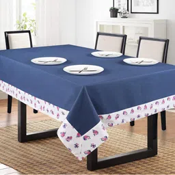 SHADES of LIFE Blue & White Solid 6 Seater Table Cover-31