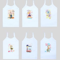 CAREPLUS Infant Girls Pack Of 6 Printed Combed Cotton Camisoles-picture-14