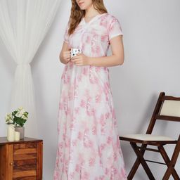 Sand Dune Floral Printed V-Neck Maxi Nightdress-image-23
