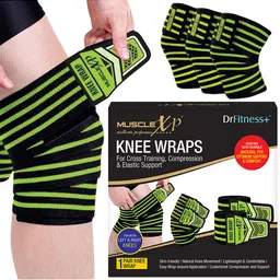 MUSCLEXP Unisex Black Striped Knee Wraps-image-19